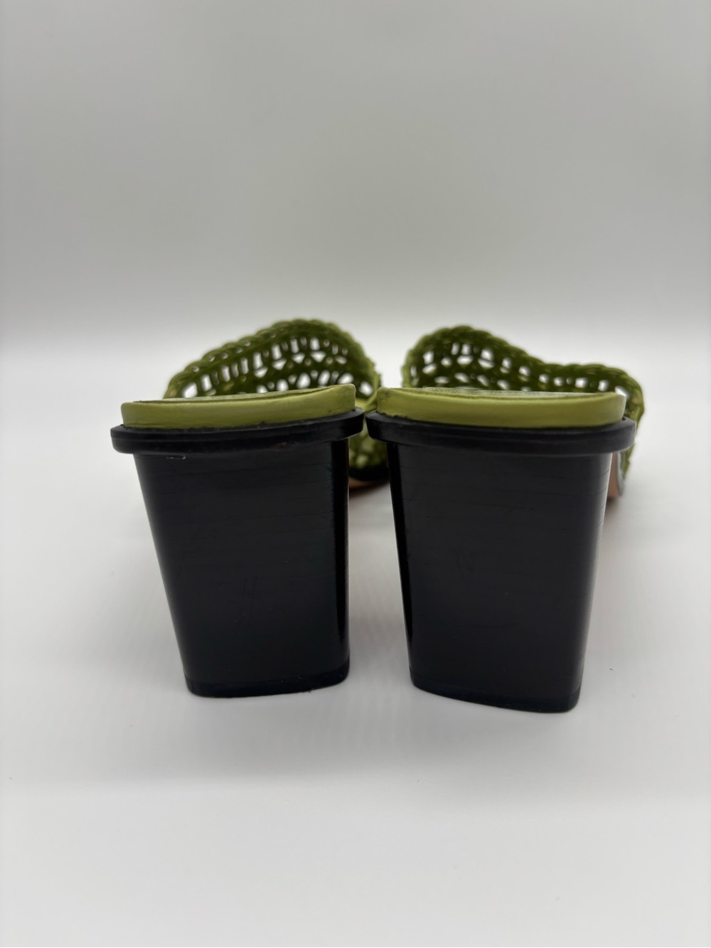 Salvatore Ferragamo Olive Green Braided Slide Mules - Picture 5 of 7
